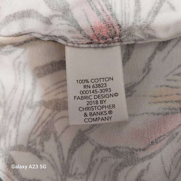 Floral Print Button-Up Shirt By CJ Banks In 2X Size 100% Cotton Comfortable Fit - Picture 5 of 6